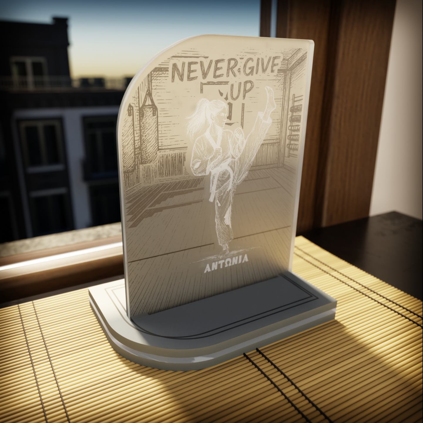 "Never Give Up" Light Collection| Επιτραπέζιο Φωτιστικό Female "Tae Kwon Do" με όνομα