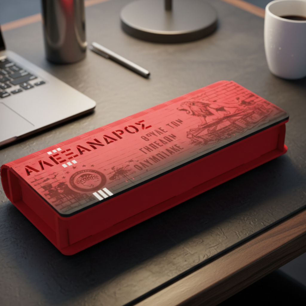 Ξύλινη Κασετίνα με Όνομα "Lion Roars Karaiskaki"