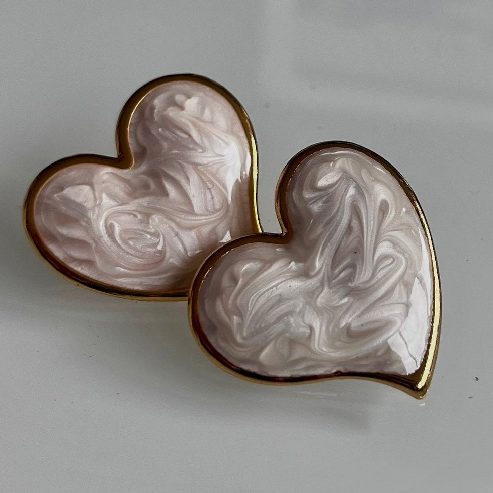 Σετ Σκουλαρίκια "Marble Hearts" από ατσάλι