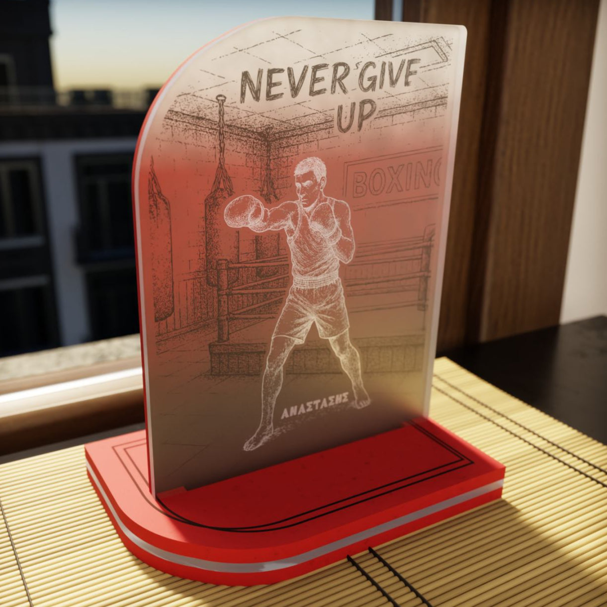 "Never Give Up" Light Collection| Επιτραπέζιο Φωτιστικό "Boxing-Πυγμαχία" Μan Figure