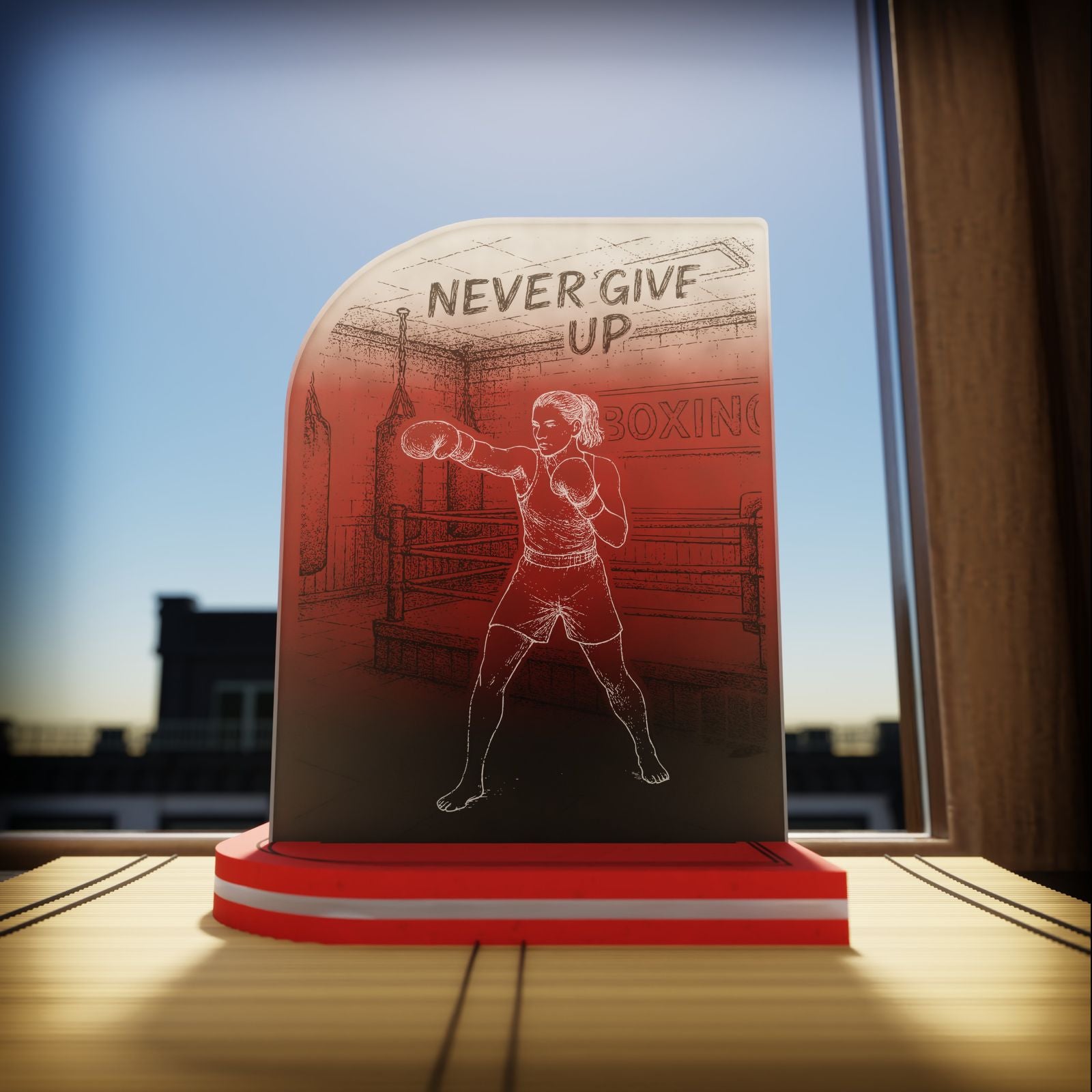 "Boxing" | Σετ Λαμπάδα  & Επιτραπέζιο Φωτιστικό "Never Give Up" με Όνομα