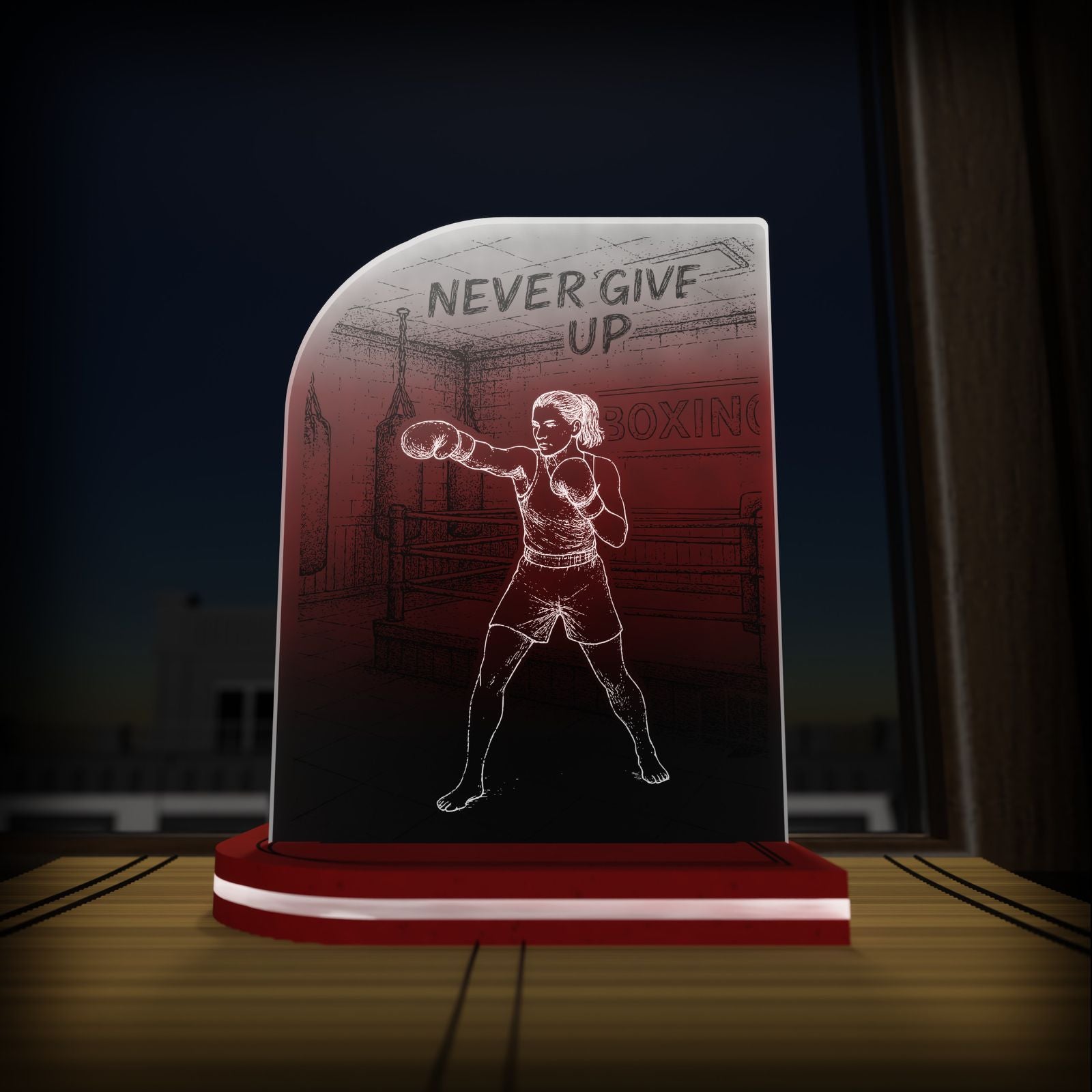"Boxing" | Σετ Λαμπάδα  & Επιτραπέζιο Φωτιστικό "Never Give Up" με Όνομα
