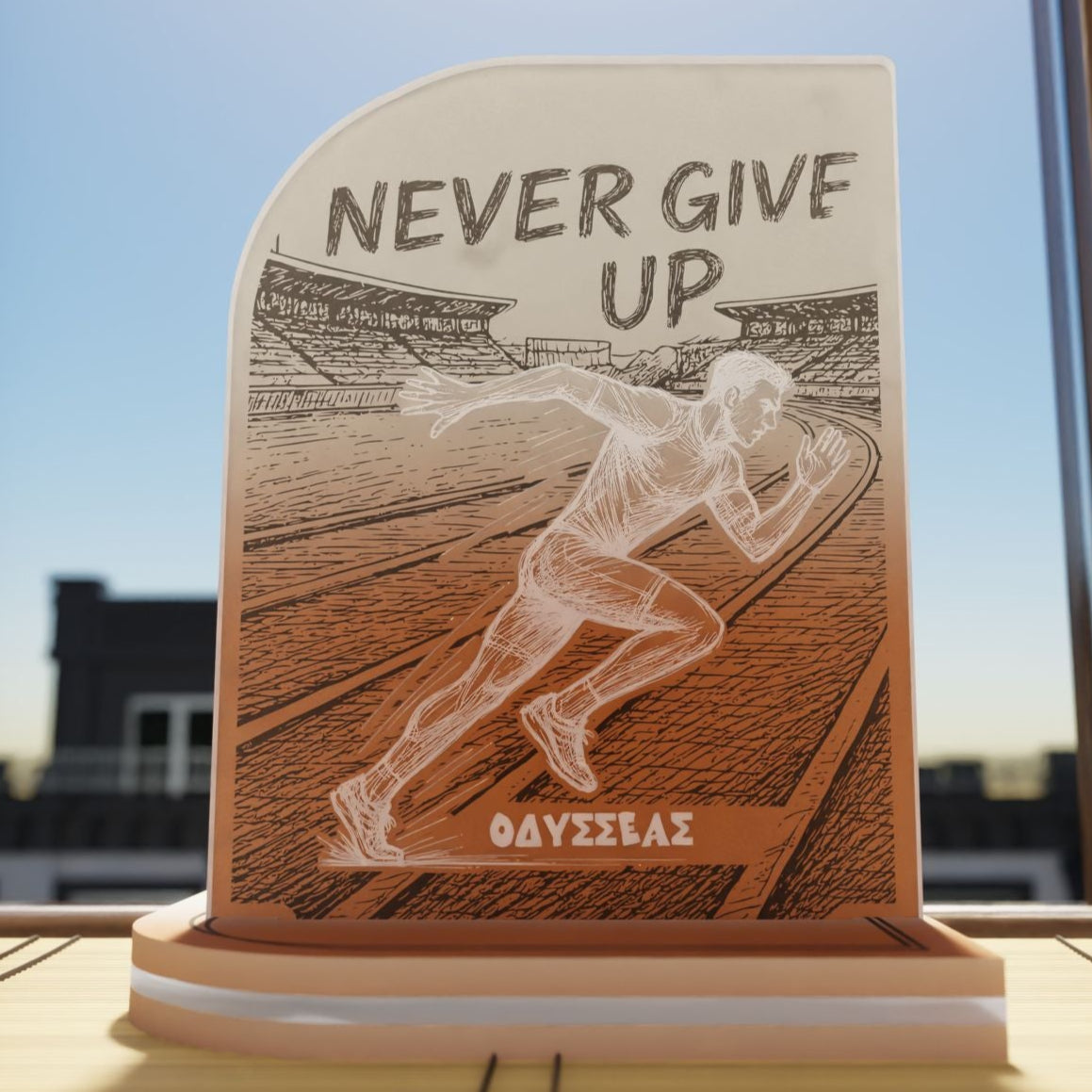 "Never Give Up" Light Collection| Επιτραπέζιο Φωτιστικό "Runner" με όνομα