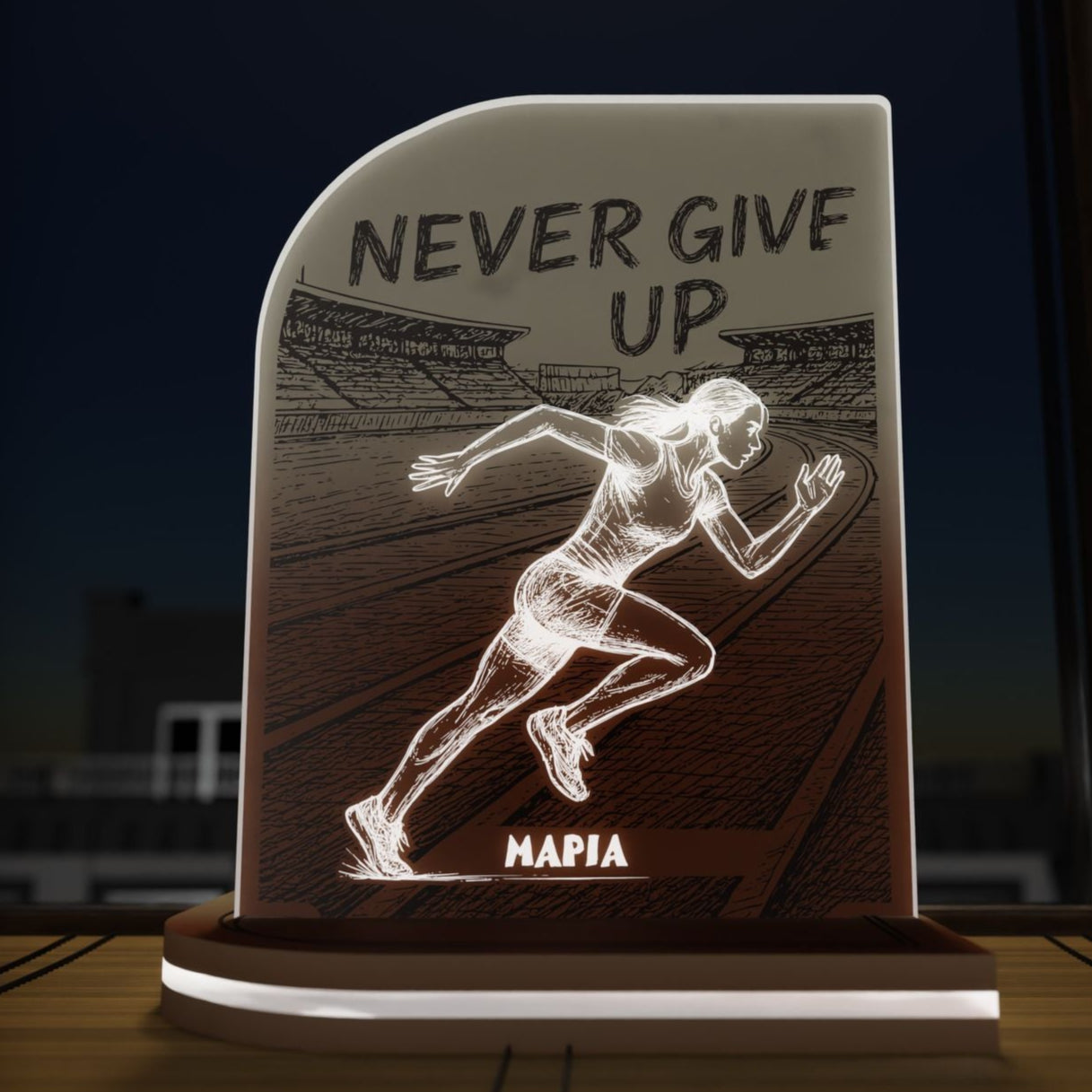 "Never Give Up" Light Collection| Επιτραπέζιο Φωτιστικό Female "Runner" με όνομα
