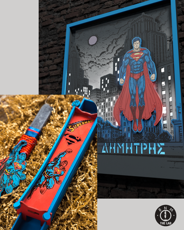 "Σούπερμαν" Σετ | Λαμπάδα και Φωτιζόμενο Κάδρο "Σούπερμαν" με Όνομα