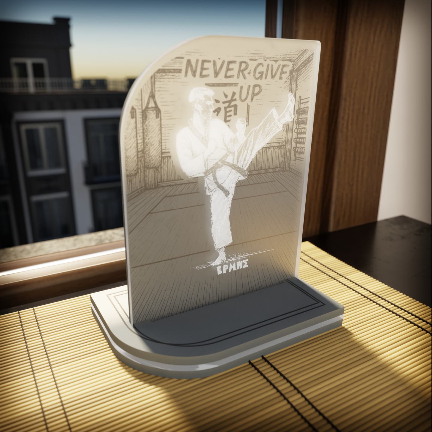 "Never Give Up" Light Collection| Επιτραπέζιο Φωτιστικό "Tae Kwon Do" με όνομα