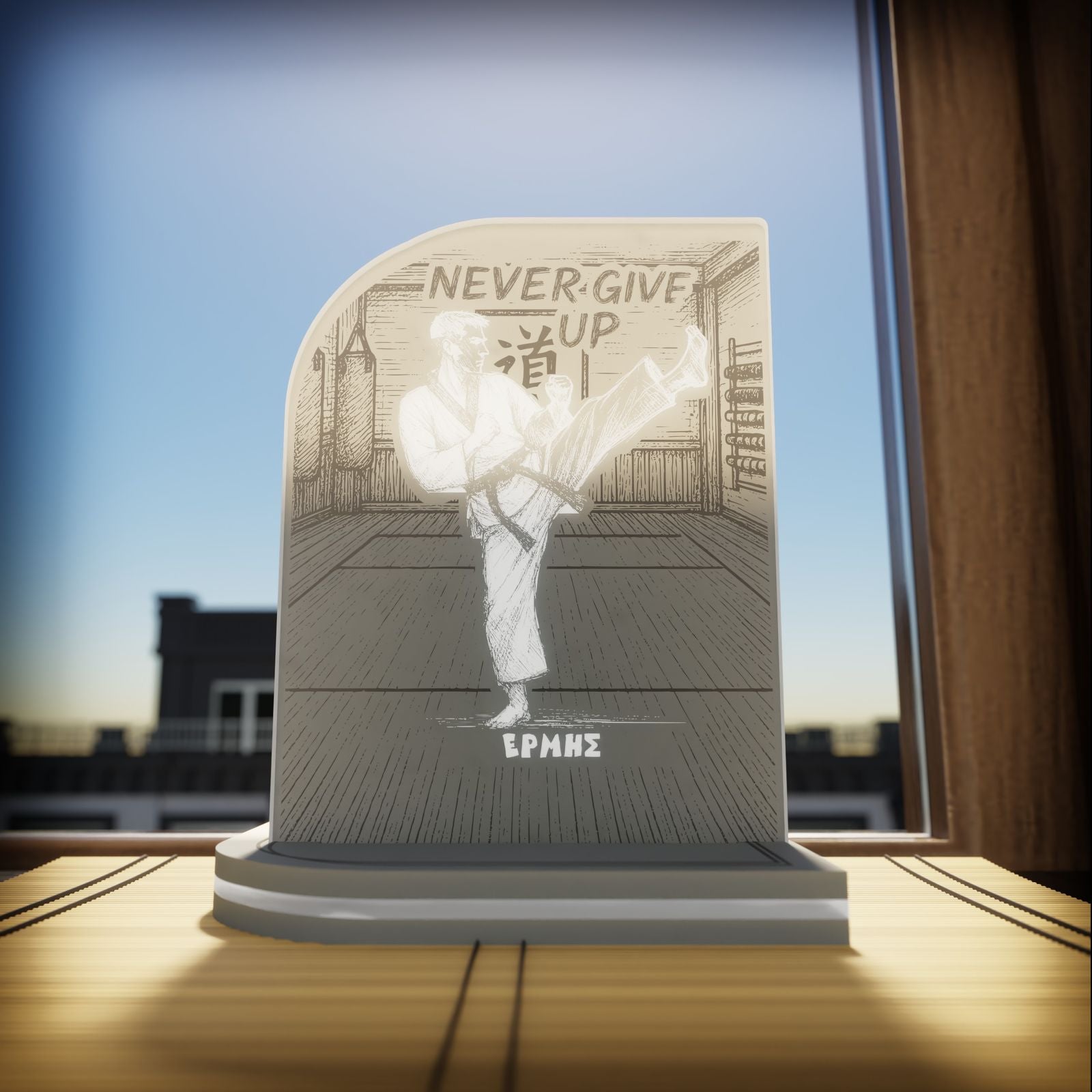 "Never Give Up" Light Collection| Επιτραπέζιο Φωτιστικό "Tae Kwon Do" με όνομα
