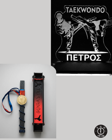 "TAE KWON DO" | Σετ Λαμπάδα με στοιχείο μετάλλιο & Led Φωτιστικό με Όνομα