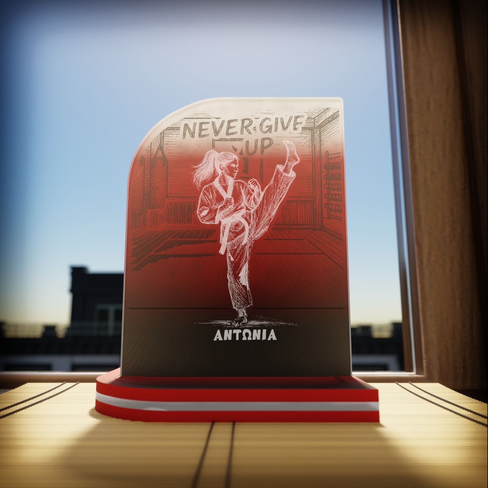 "Never Give Up" Light Collection| Επιτραπέζιο Φωτιστικό Female "Tae Kwon Do" με όνομα