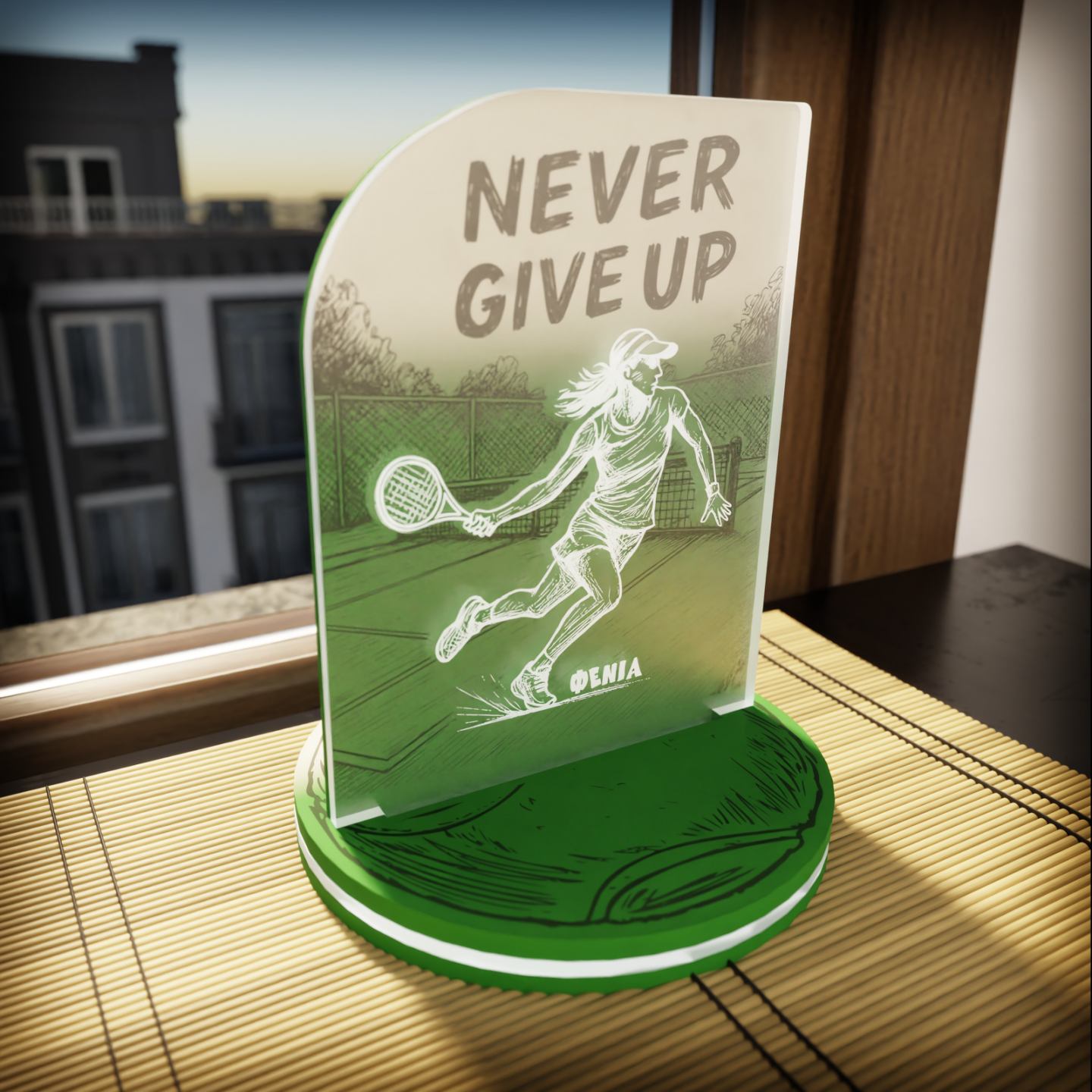 "Never Give Up" Light Collection| Επιτραπέζιο Φωτιστικό "Tennis Player"- Woman Figure