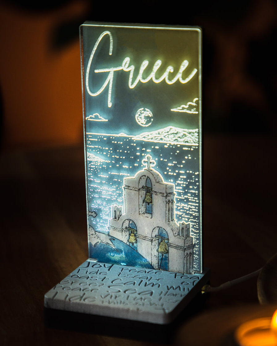 MINI STAND LED "GREEK CHURCH & AEGEAN SEA"