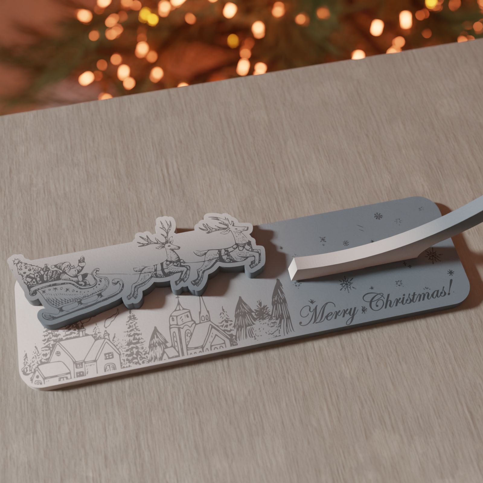 Ξύλινη Βάση για Κρεμαστή Μπάλα "Santa Claus In Town"|20cm*22cm