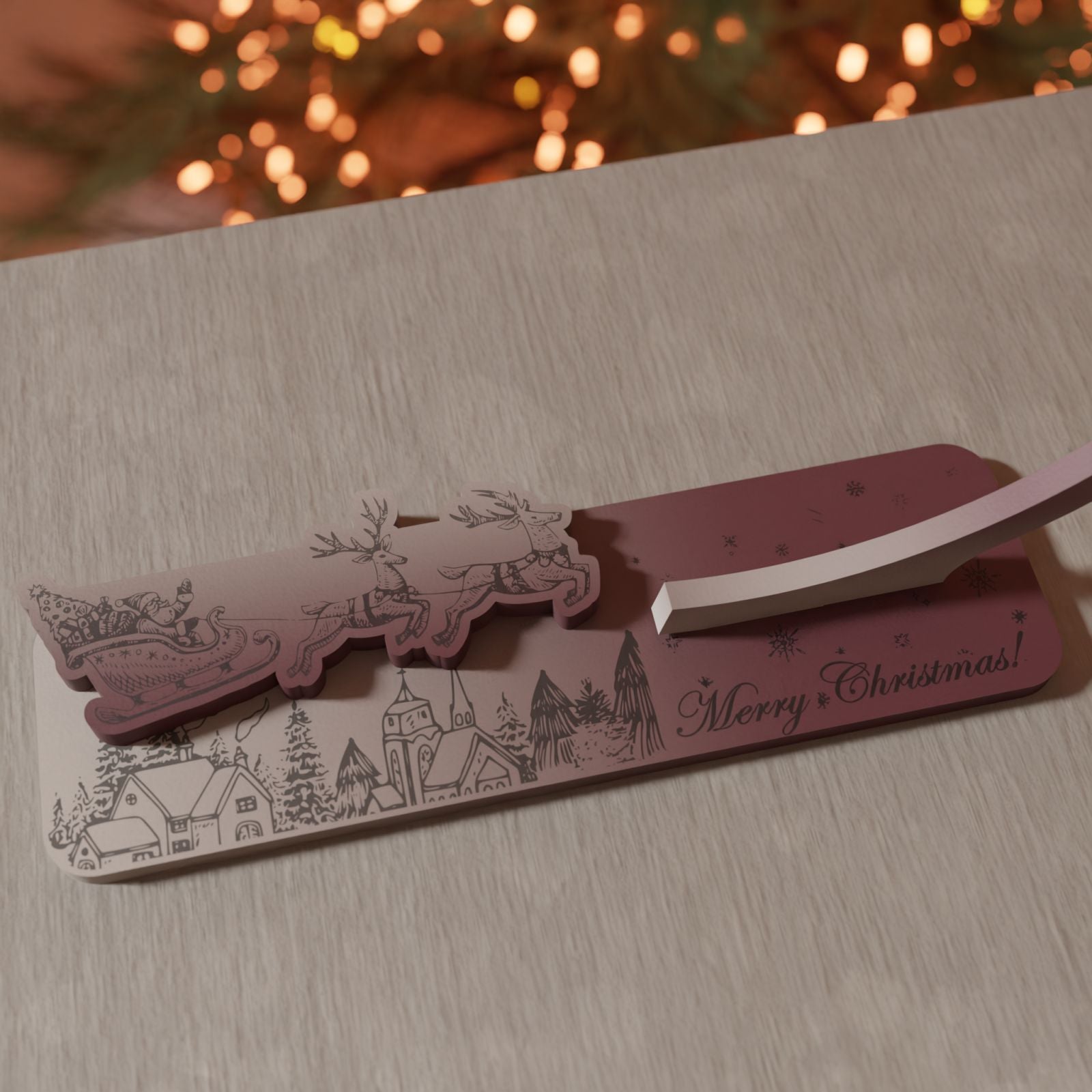 Ξύλινη Βάση για Κρεμαστή Μπάλα "Santa Claus In Town"|20cm*22cm