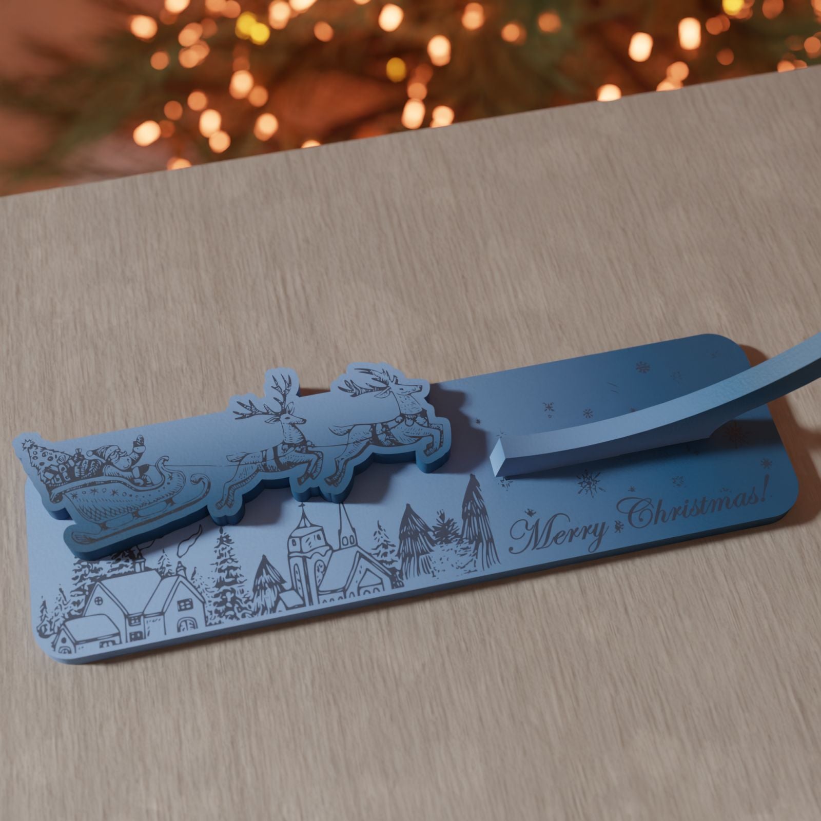 Ξύλινη Βάση για Κρεμαστή Μπάλα "Santa Claus In Town"|20cm*22cm