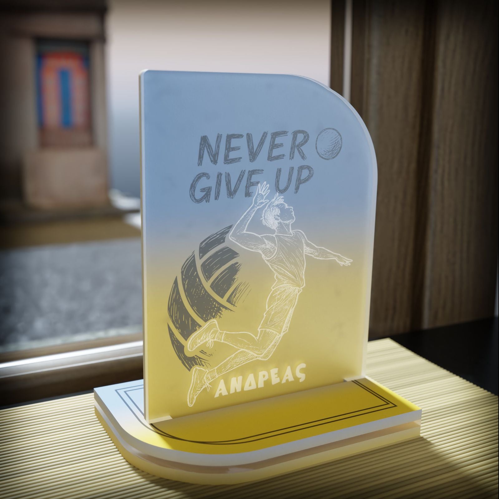 "Never Give Up" Light Collection| Επιτραπέζιο Φωτιστικό "Volleyball" με Όνομα