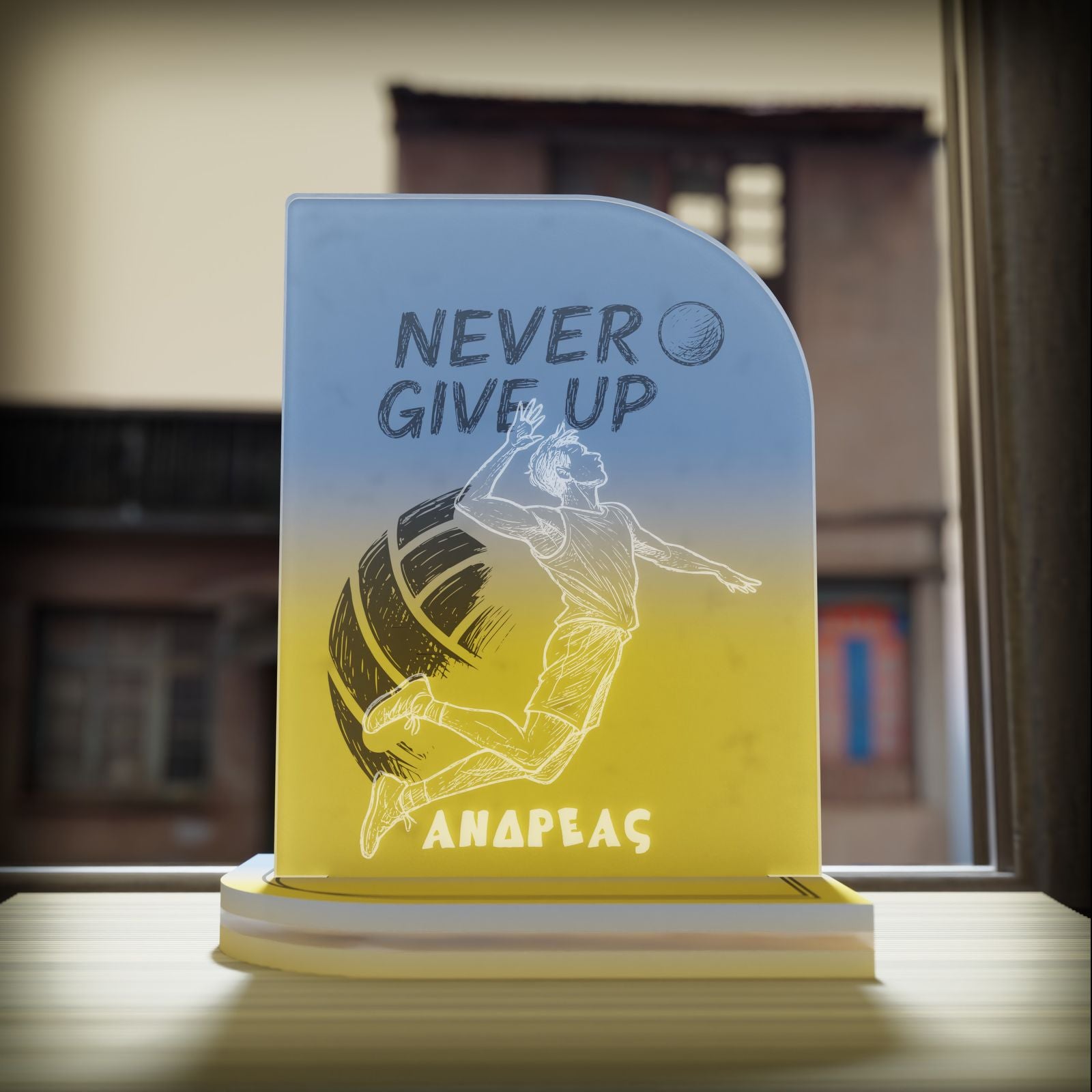 "Never Give Up" Light Collection| Επιτραπέζιο Φωτιστικό "Volleyball" με Όνομα