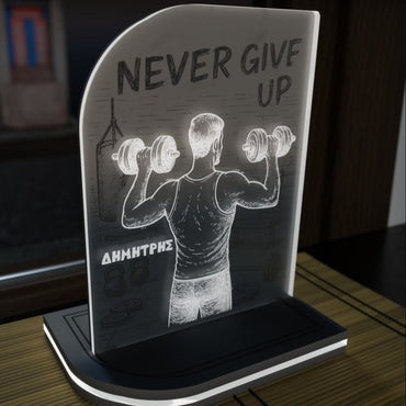 "Never Give Up" Light Collection| Επιτραπέζιο Φωτιστικό "Weight Lifting" με όνομα