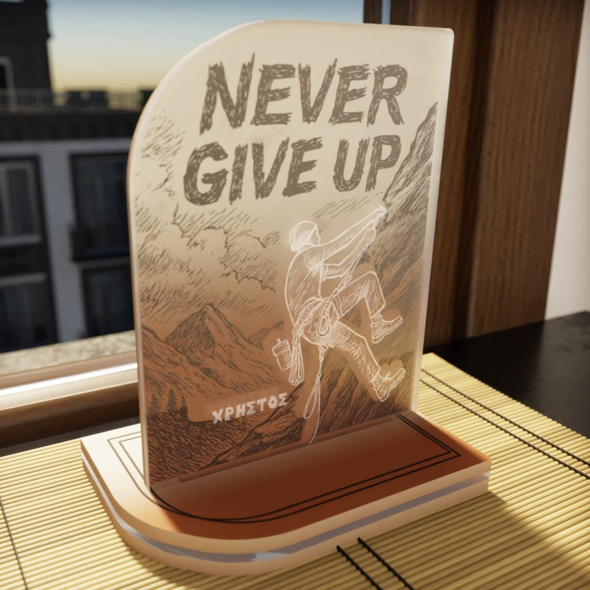 "Never Give Up" Light Collection| Επιτραπέζιο Φωτιστικό "Mountain Climber" με όνομα