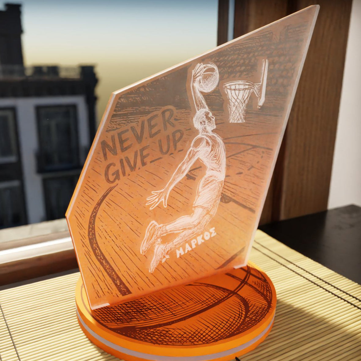 "Never Give Up" Light Collection| Επιτραπέζιο Φωτιστικό "Basketball Player" με όνομα