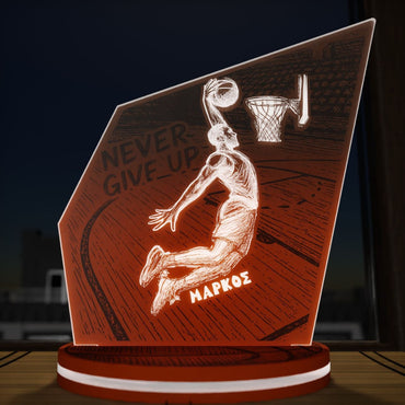 "Never Give Up" Light Collection| Επιτραπέζιο Φωτιστικό "Basketball Player" με όνομα