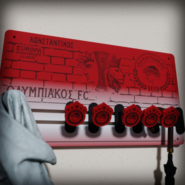 "THRILOS EUROPA CONFERENCE CUP" | Ξύλινη Κρεμάστρα Τοίχου 6 Θέσεων  με χάραξη ονόματος (36cm*20cm)