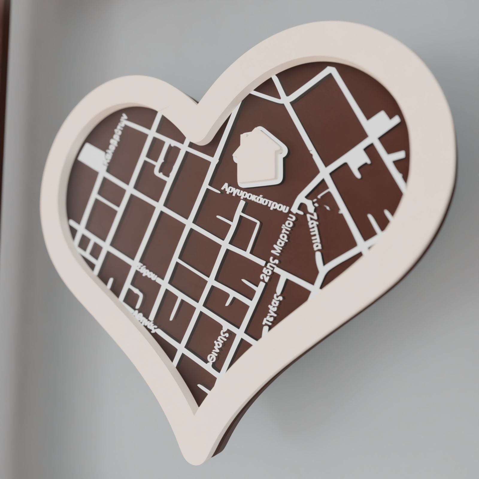 Φωτιζόμενο Προσωποποιημένο Κάδρο "Οur First Home" με απεικόνιση χάρτη (31cm *23cm)