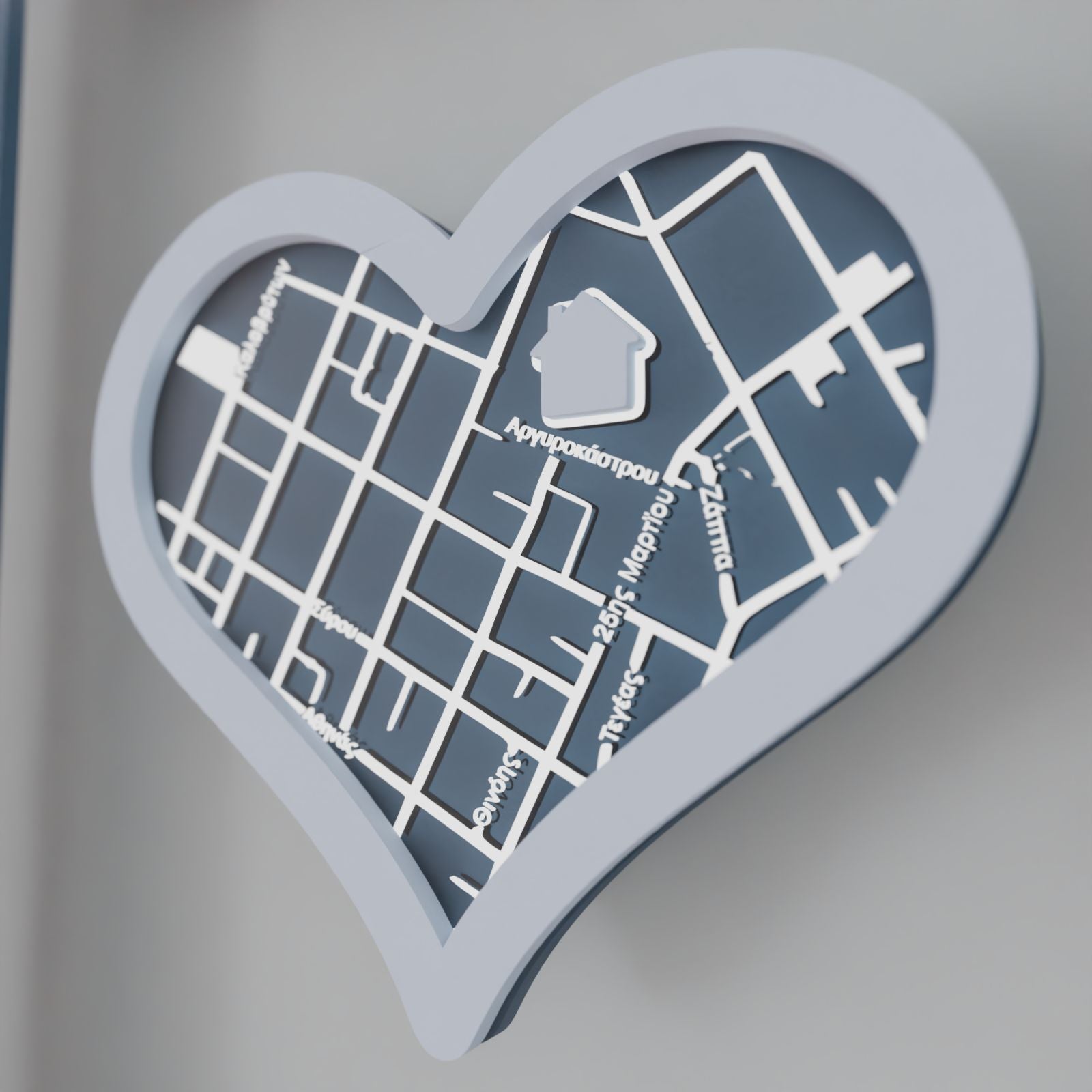 Φωτιζόμενο Προσωποποιημένο Κάδρο "Οur First Home" με απεικόνιση χάρτη (31cm *23cm)