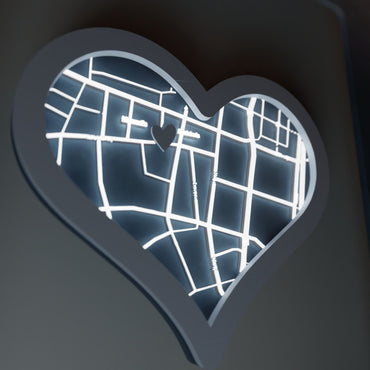 Φωτιζόμενο Προσωποποιημένο Κάδρο "Οur First Date" με απεικόνιση χάρτη (31cm *23cm)