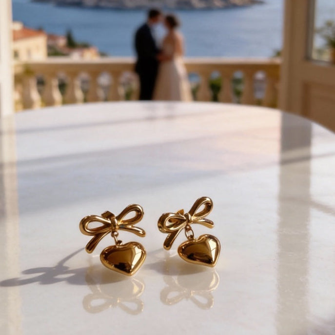 Σετ Σκουλαρίκια "Bow Bubble Hearts" (2,5cm)