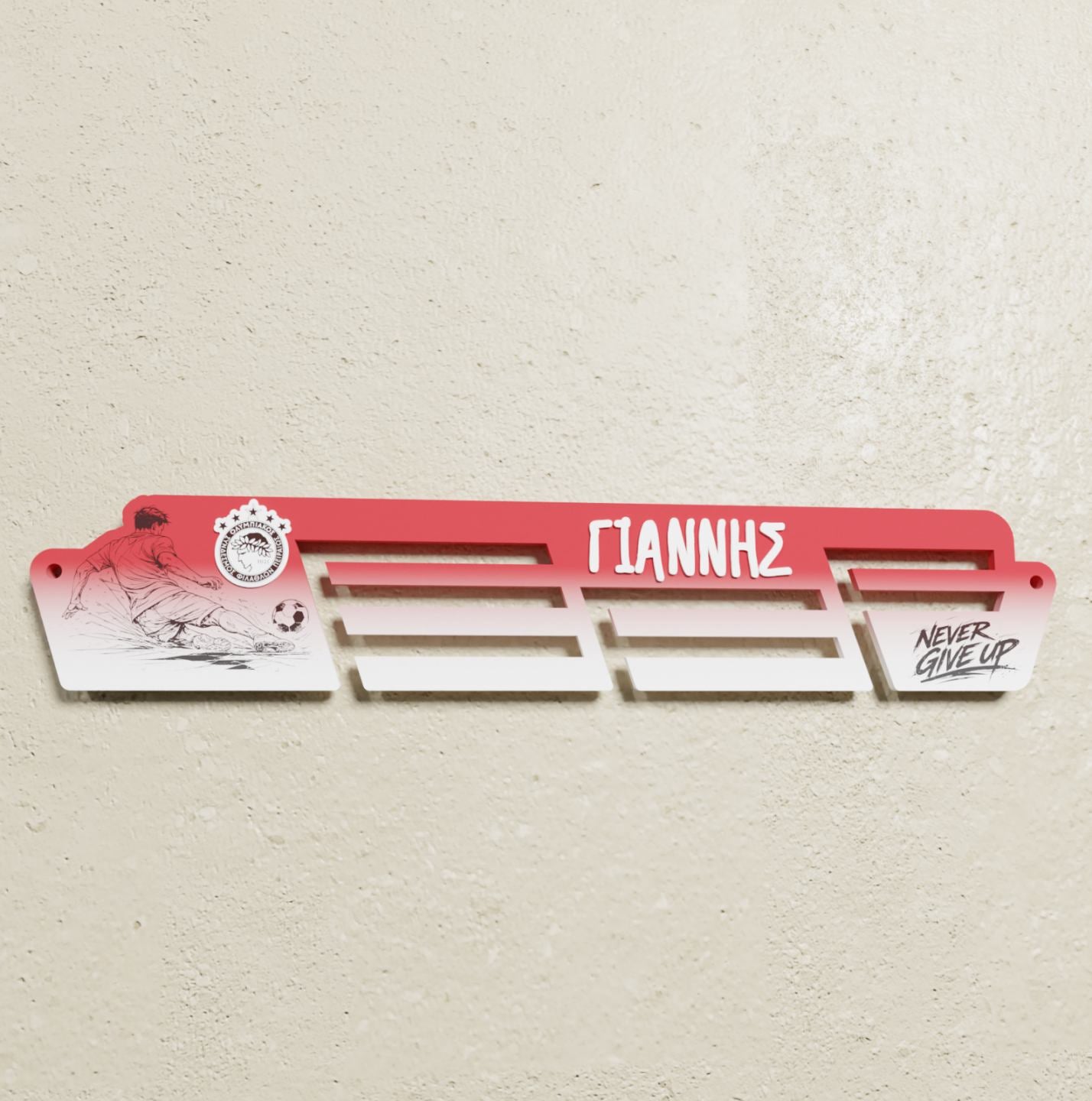 Stand Κρεμάστρα Μεταλλίων "Football" με Όνομα και Σήμα Συλλόγου  (49cm*16cm)
