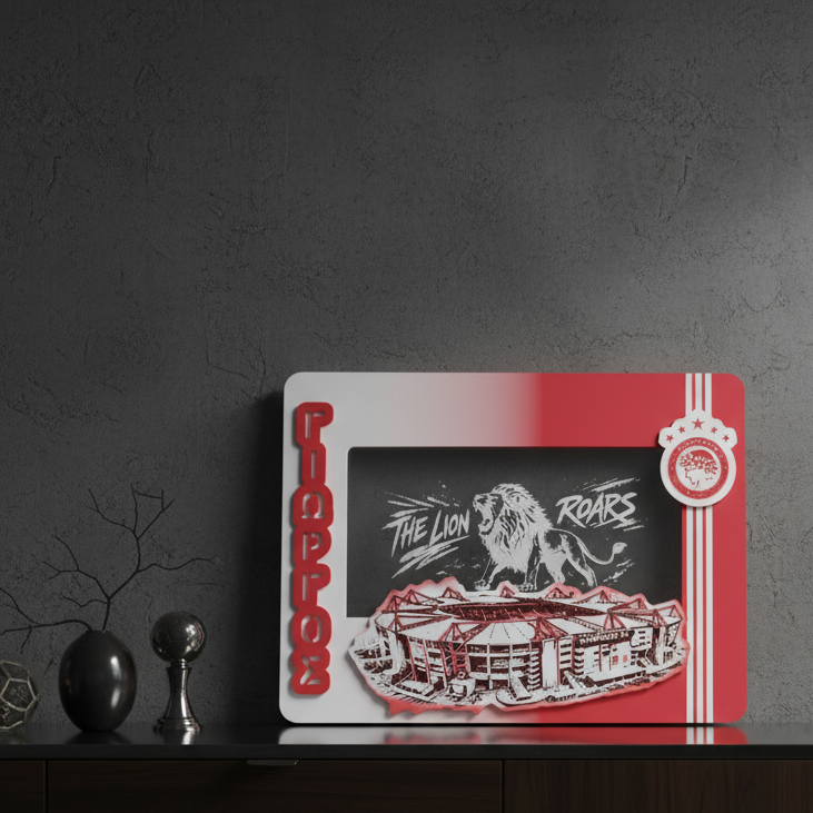 Φωτιζόμενο Κάδρο "OSFP Lion Roars Karaiskaki " με Όνομα  (31cm *23cm)