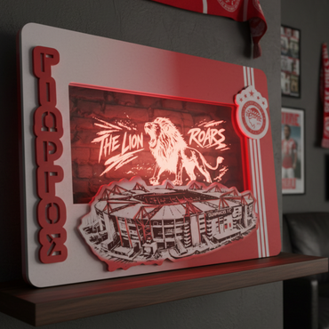 Φωτιζόμενο Κάδρο "OSFP Lion Roars Karaiskaki " με Όνομα  (31cm *23cm)