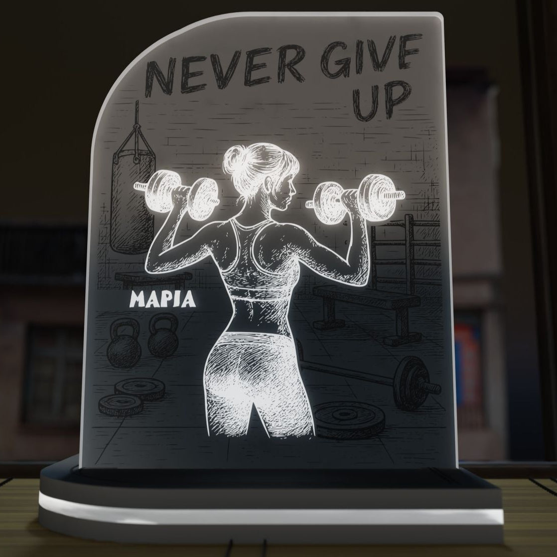"Never Give Up" Light Collection| Επιτραπέζιο Φωτιστικό "WeightLifting, Woman Power"