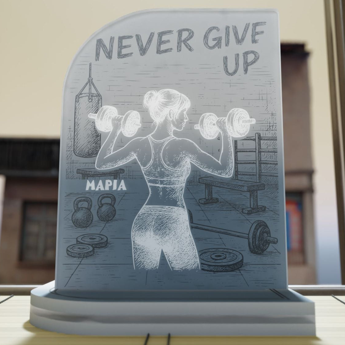 "Never Give Up" Light Collection| Επιτραπέζιο Φωτιστικό "WeightLifting, Woman Power"