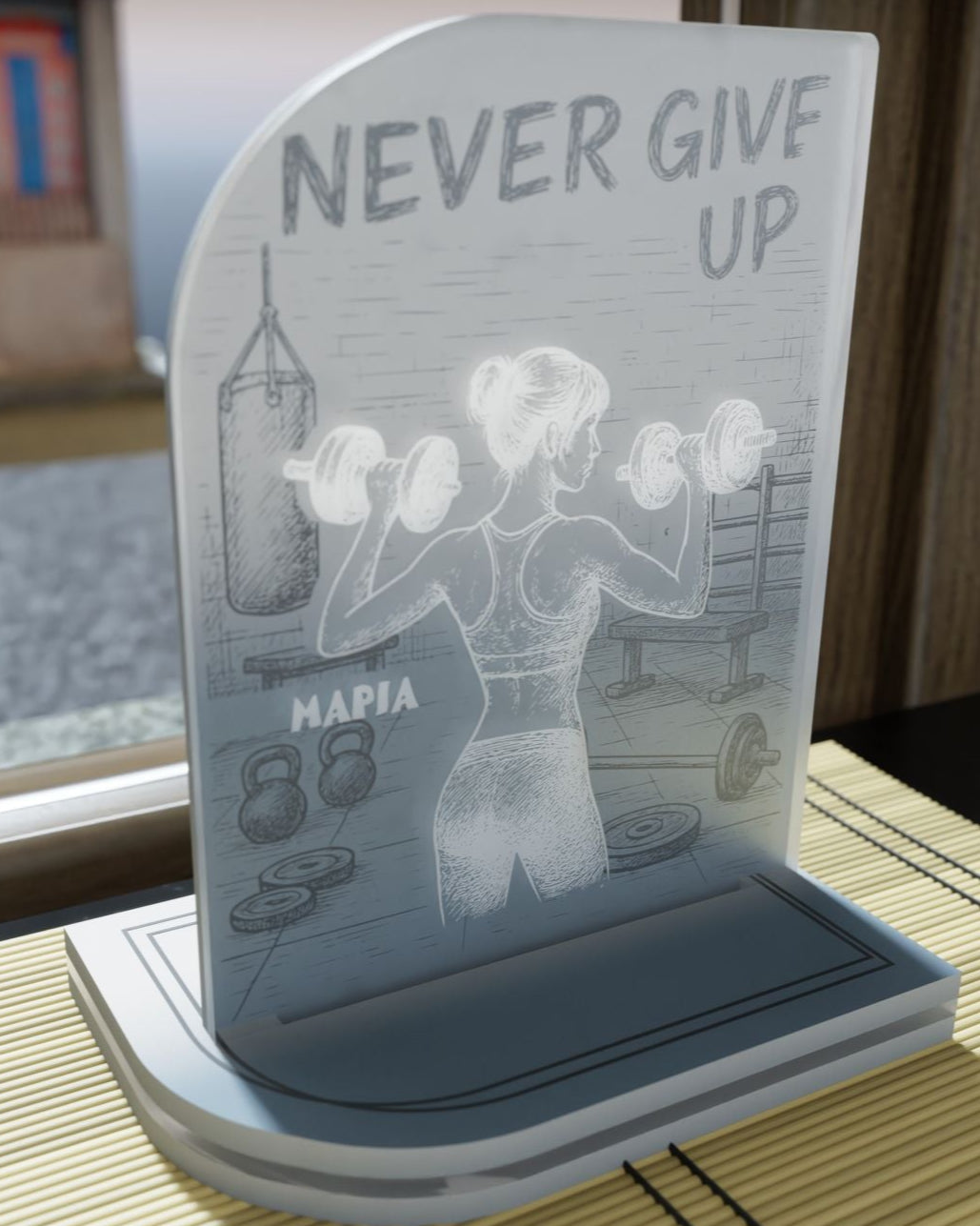 "Never Give Up" Light Collection| Επιτραπέζιο Φωτιστικό "WeightLifting, Woman Power"