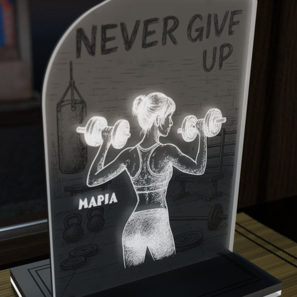 "Never Give Up" Light Collection| Επιτραπέζιο Φωτιστικό "WeightLifting, Woman Power"