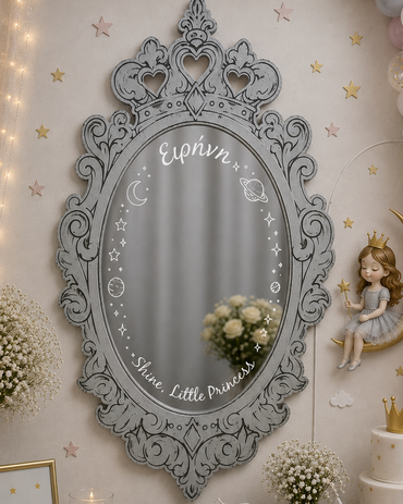 Ξύλινος Καθρέπτης με Plexiglass Custom Χαραγμένο Όνομα (επιλογές αποχρώσεων)