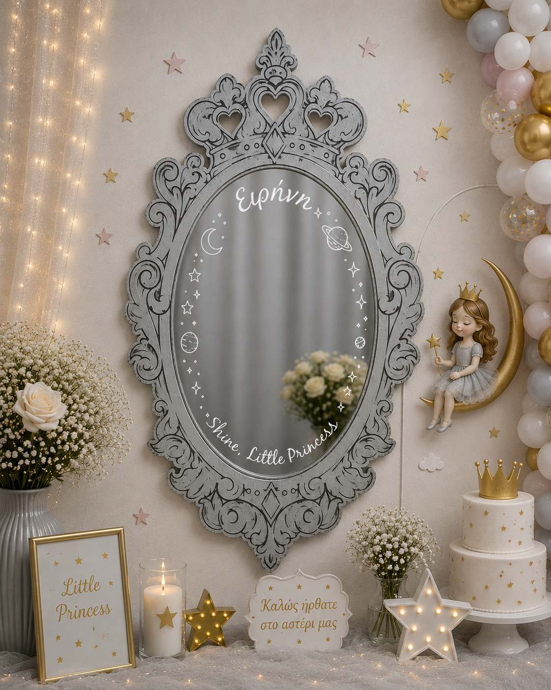 Ξύλινος Καθρέπτης με Plexiglass Custom Χαραγμένο Όνομα (επιλογές αποχρώσεων και μεγεθών)