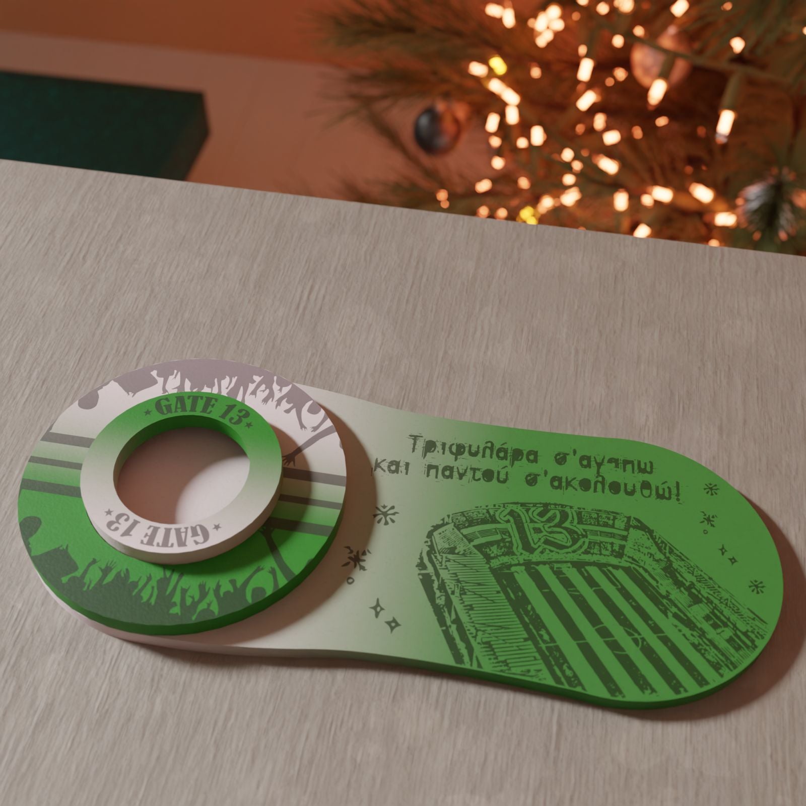 Χριστουγεννιάτικη Μπάλα "Γήπεδο Τριφυλλιού" (12cm) με Κρεμαστό Όνομα