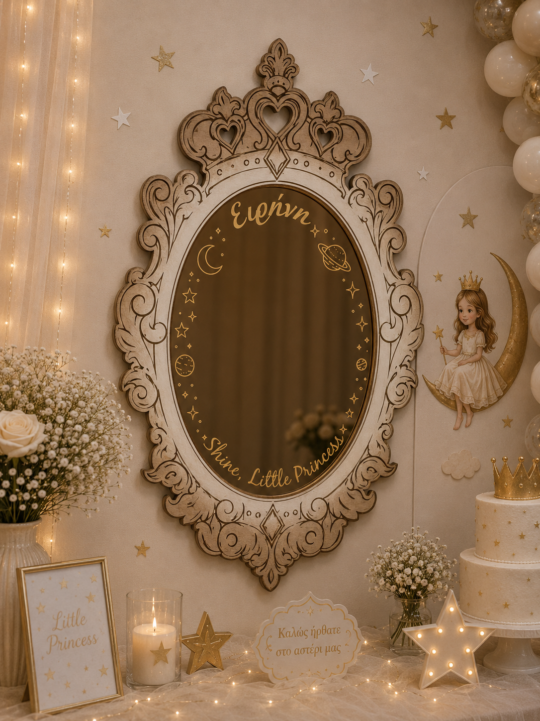Ξύλινος Καθρέπτης με Plexiglass Custom Χαραγμένο Όνομα (επιλογές αποχρώσεων και μεγεθών)