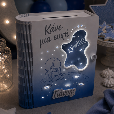 Φωτιζόμενο Ευχολόγιο Κουμπαράς "Little Astronaut" με Όνομα