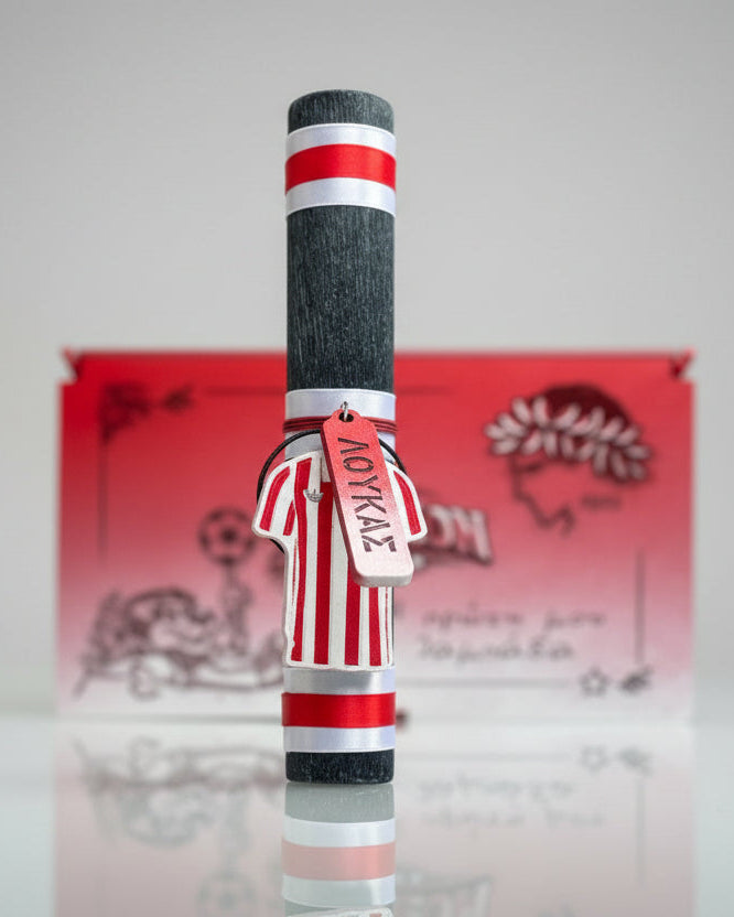 Ξύλινη Κασετίνα  με Λαμπάδα “Θρυλέων” – Η Πρώτη μου Λαμπάδα με Προσωποποιημένο Μπρελόκ & Πινακίδα με Στοιχεία Γέννησης