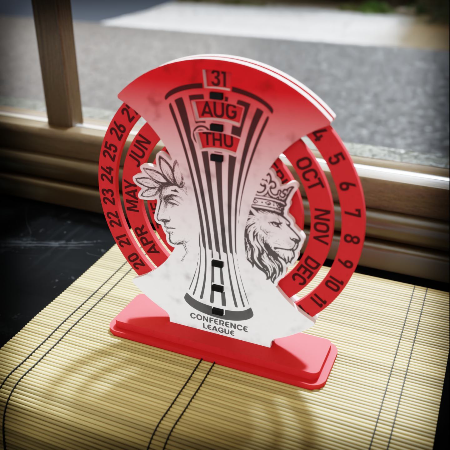 Ξύλινο Ημερολόγιο Perpetual "Olympiacos Conference League"