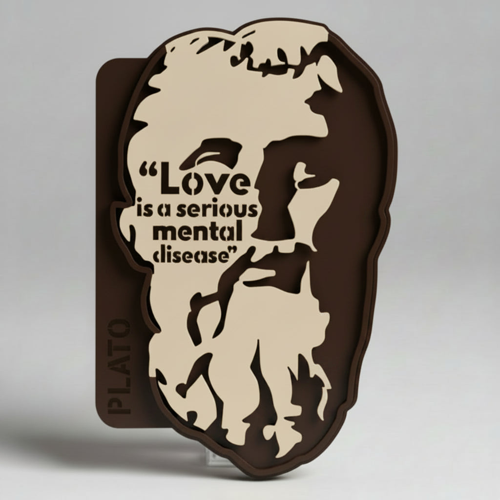 Ξύλινο Καδράκι με quote "Plato" (20cm x 13cm)| Τιμή για 1 Τεμάχιο (συμπερ. ΦΠΑ)