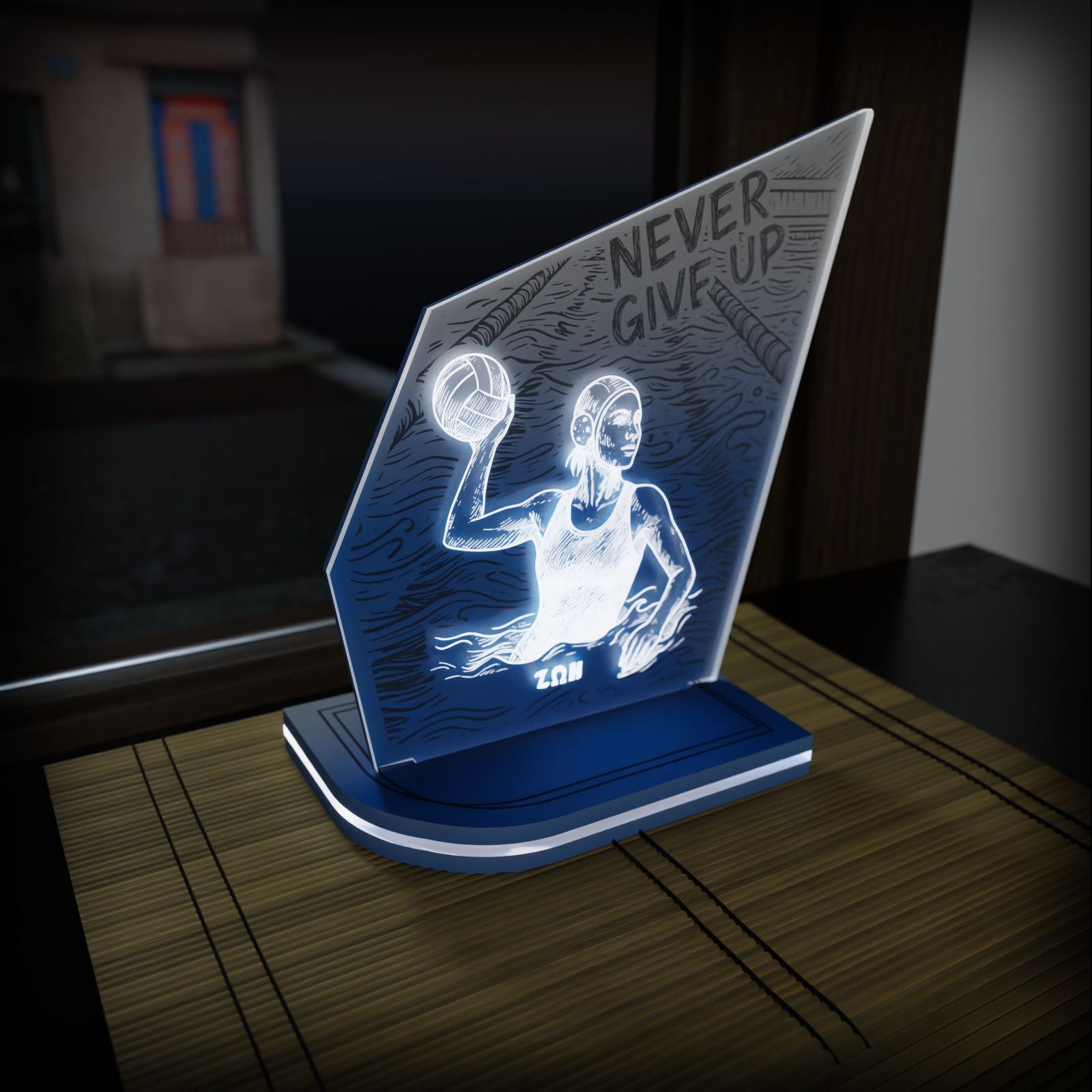 "Never Give Up" Light Collection | Επιτραπέζιο Φωτιστικό "Water Polo Player" – Woman Figure