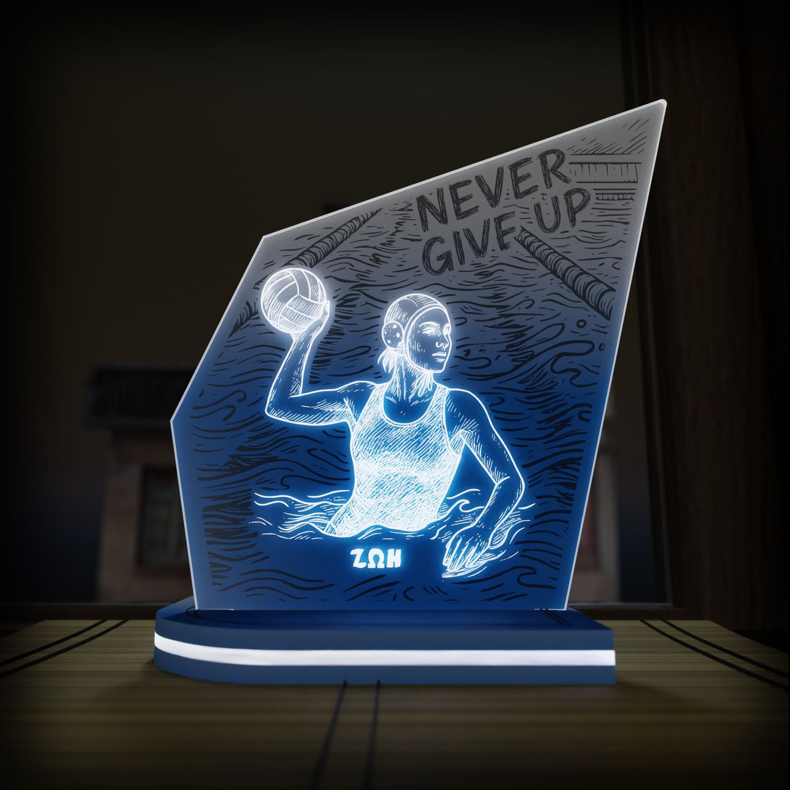 "Never Give Up" Light Collection | Επιτραπέζιο Φωτιστικό "Water Polo Player" – Woman Figure