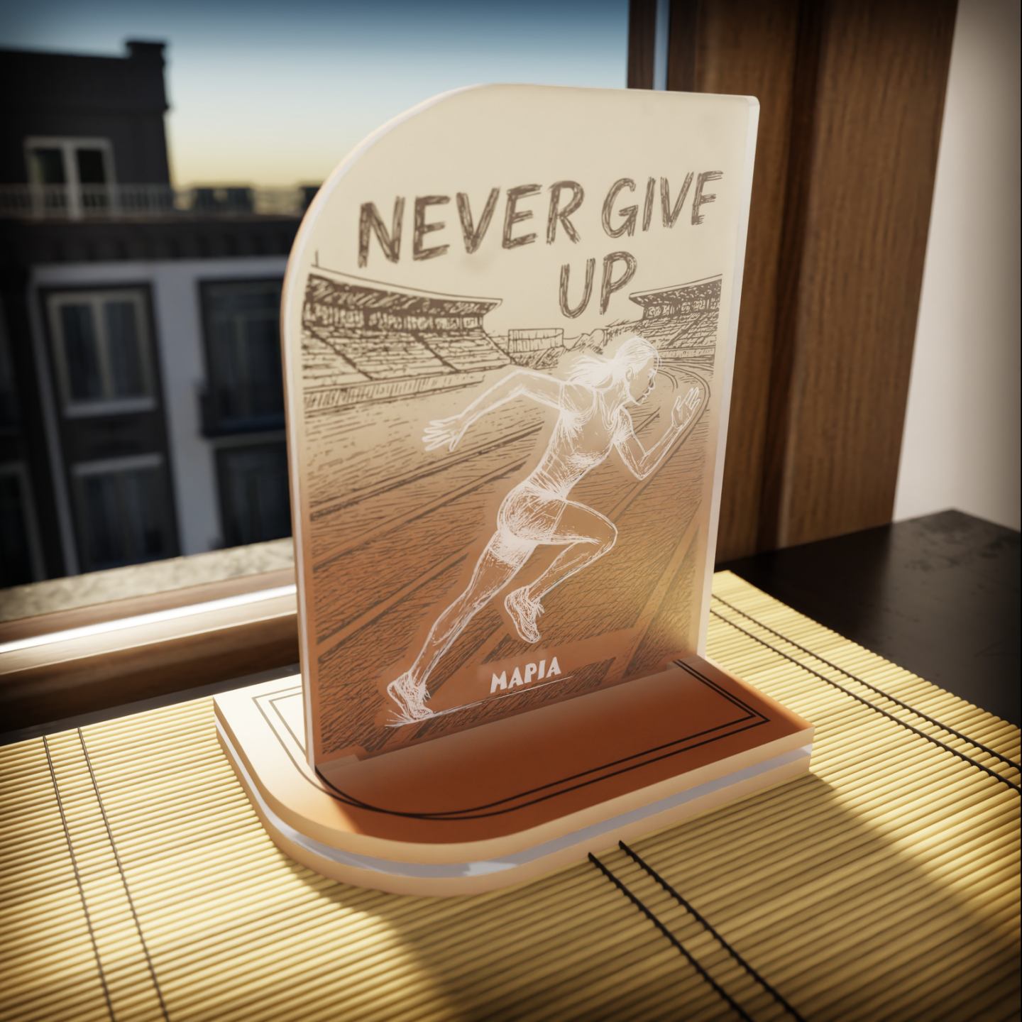 "Never Give Up" Light Collection| Επιτραπέζιο Φωτιστικό Female "Runner" με όνομα