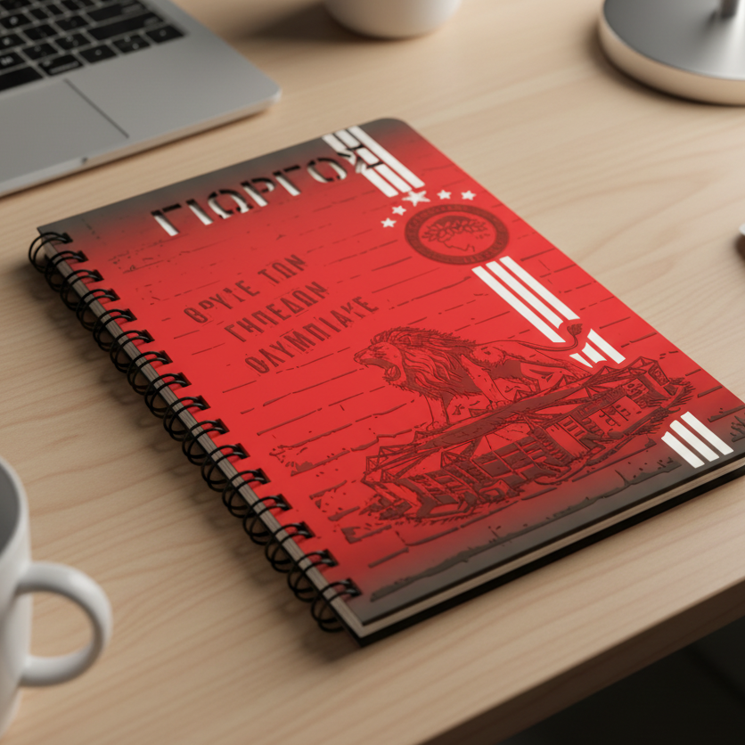 Ξύλινο Σημειωματάριο με Όνομα "Lion Roars Karaiskaki"